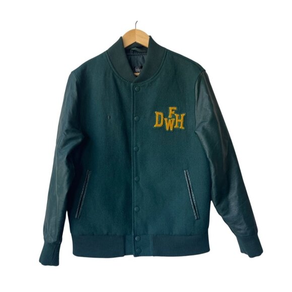 Vintage DWFH Letterman Y2K Bomber Varsity Jacket Size M Retro 90s Earl Brand - Picture 1 of 6